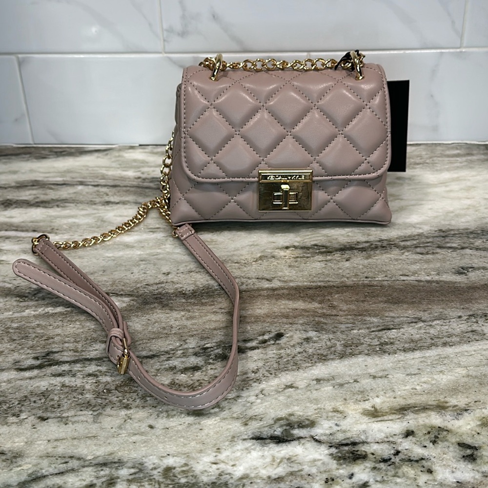 Kendall + Kylie Diamond Quilted Shoulder Crossbody Bag Purse TAUPE NEW